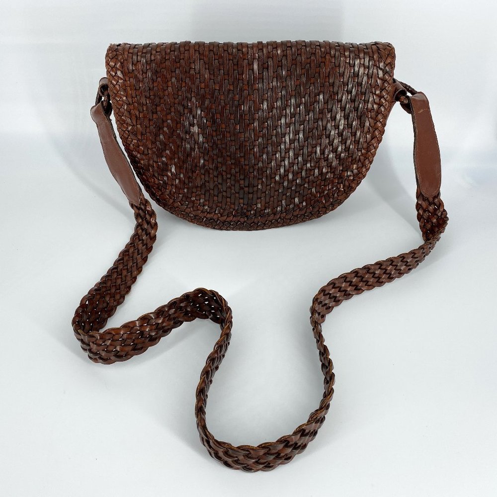 Vtg De Vecchi Hamilton Hodge Leather Half-Moon Saddle‎ Crossbody